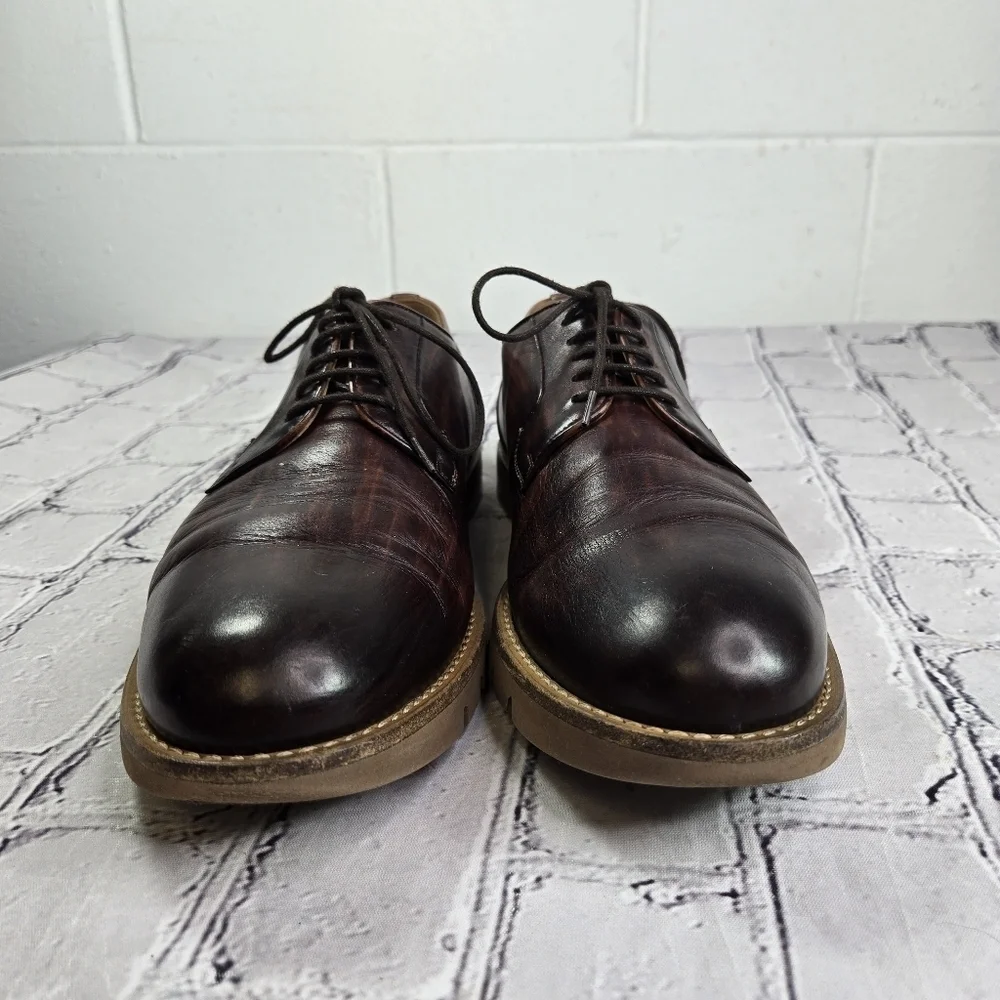 Magnanni brown leather lace up derby oxford shoes spain